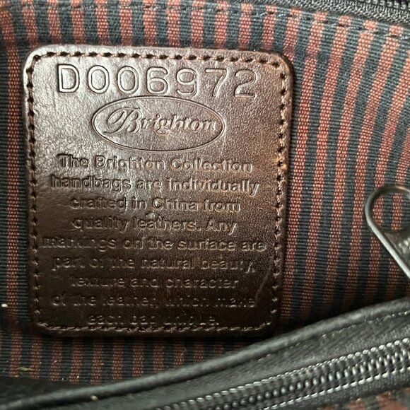 Brighton Designer Black Pebbled Leather & Brown Croc Shoulder Bag Wallet C18510 - Picture 13 of 15